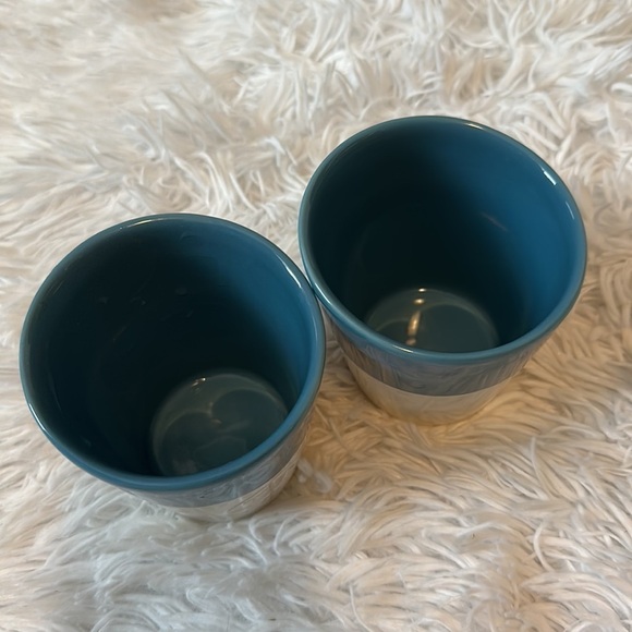 2 - Starbucks TAZO Tea Mugs - Blue & White  - 2012 - Angled Rim - New Bone China - Picture 4 of 7